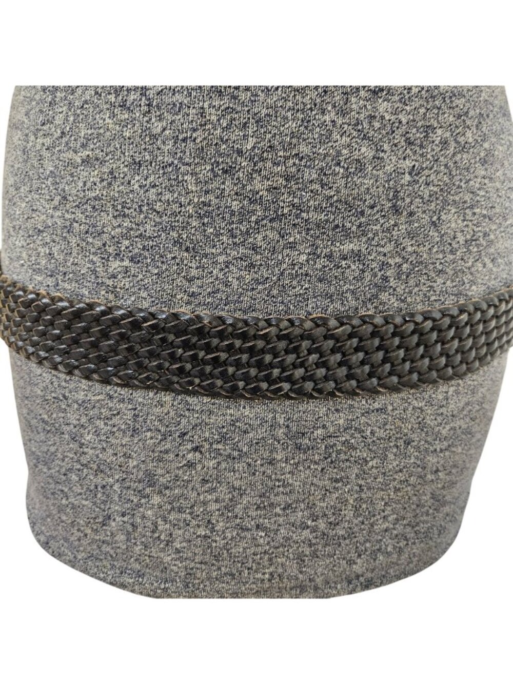 Talbots Braided Woven Belt Womens L Black Leather No Holes Loop Ring Buckle Boho - Picture 5 of 8